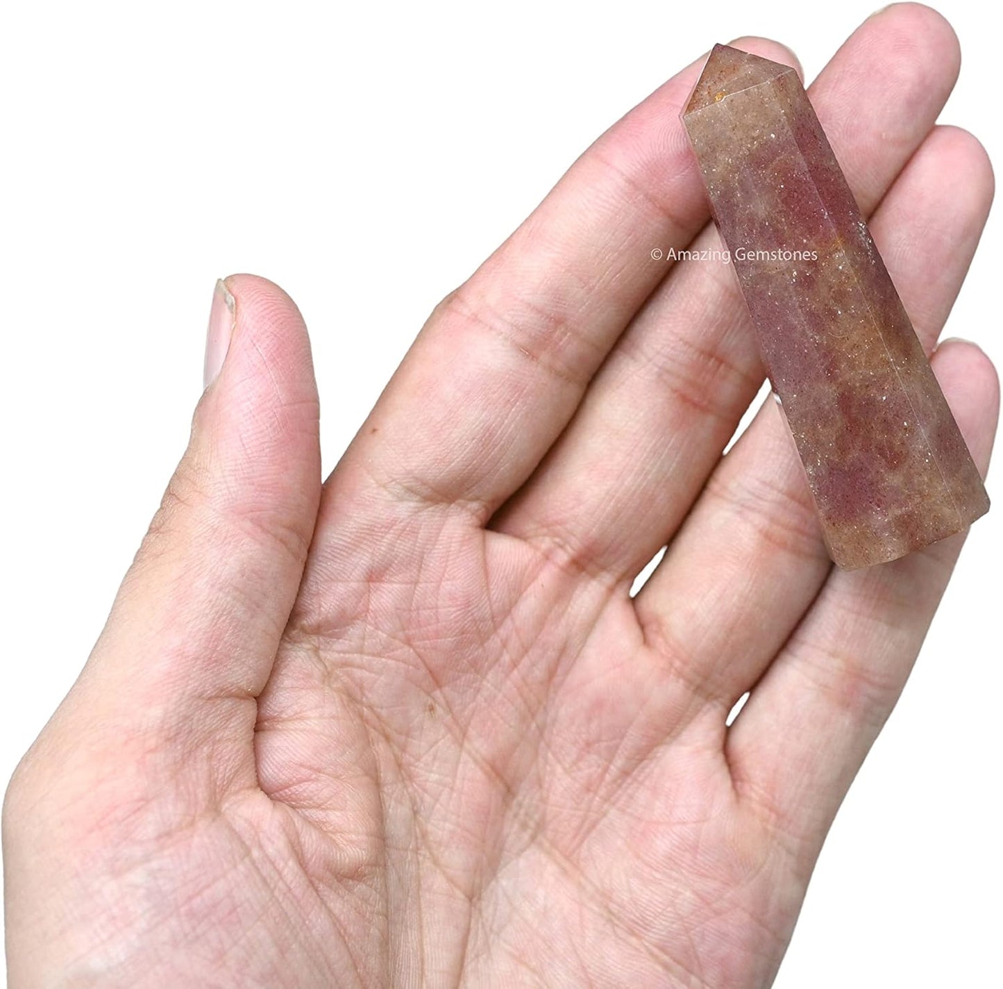 Amazing Gemstone Strawberry Quartz Crystal Towers - Natural Healing Crystal Point Obelisk for Reiki Healing and Crystal Grid (2" to 3" Inch)