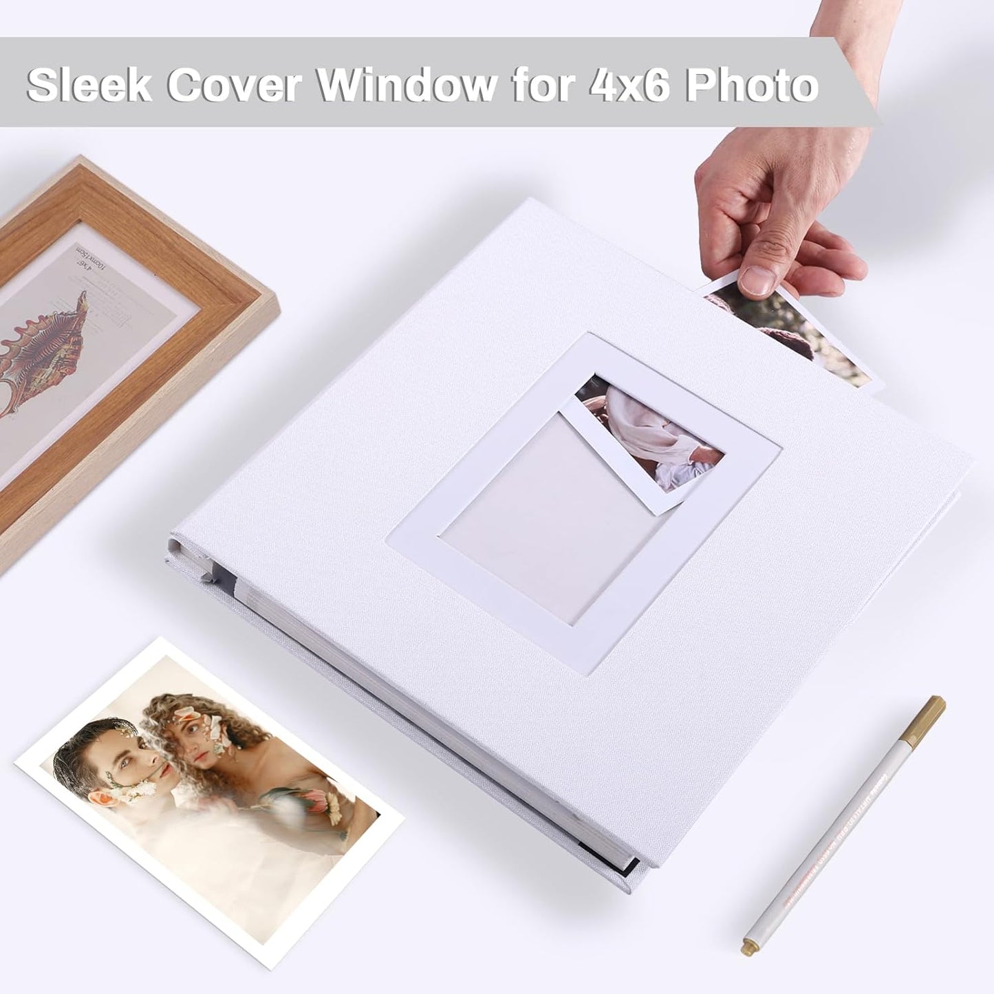 Photo Album Self Adhesive Pages Scrapbook Large Magnetic Photo Albums with Sticky Pages Scrapbooks for Wedding Baby for 4x6 5x7 8x10 Picture Photo Books 11x10.6 White 60 Pages