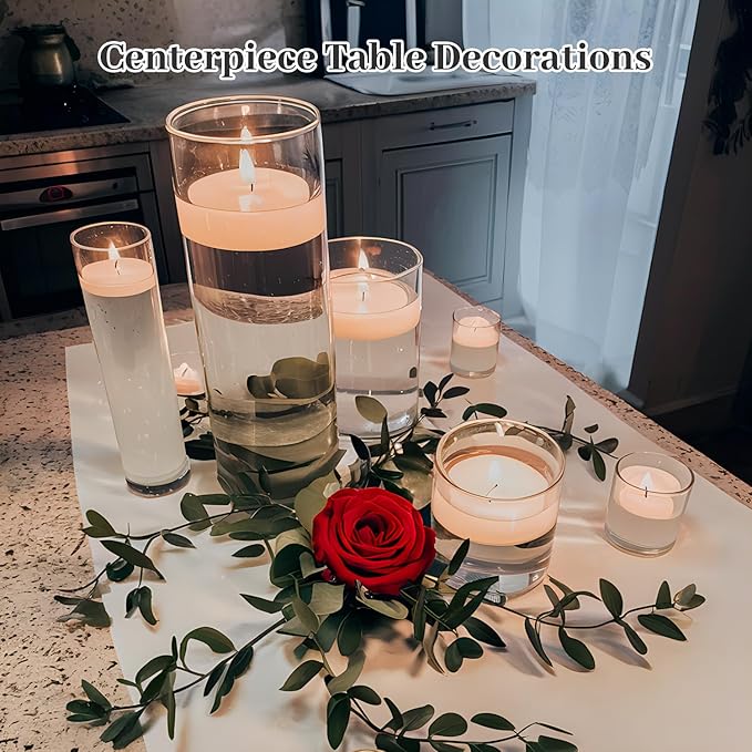 12 PCS Clear Cylinder Vases for Centerpieces | 4, 6, 8,10 Inch Tall Flower Vase for Wedding Decorations, Clear Floating Candle Vases in Bulk, Hurricane Candle Holders for Table, Home Décor