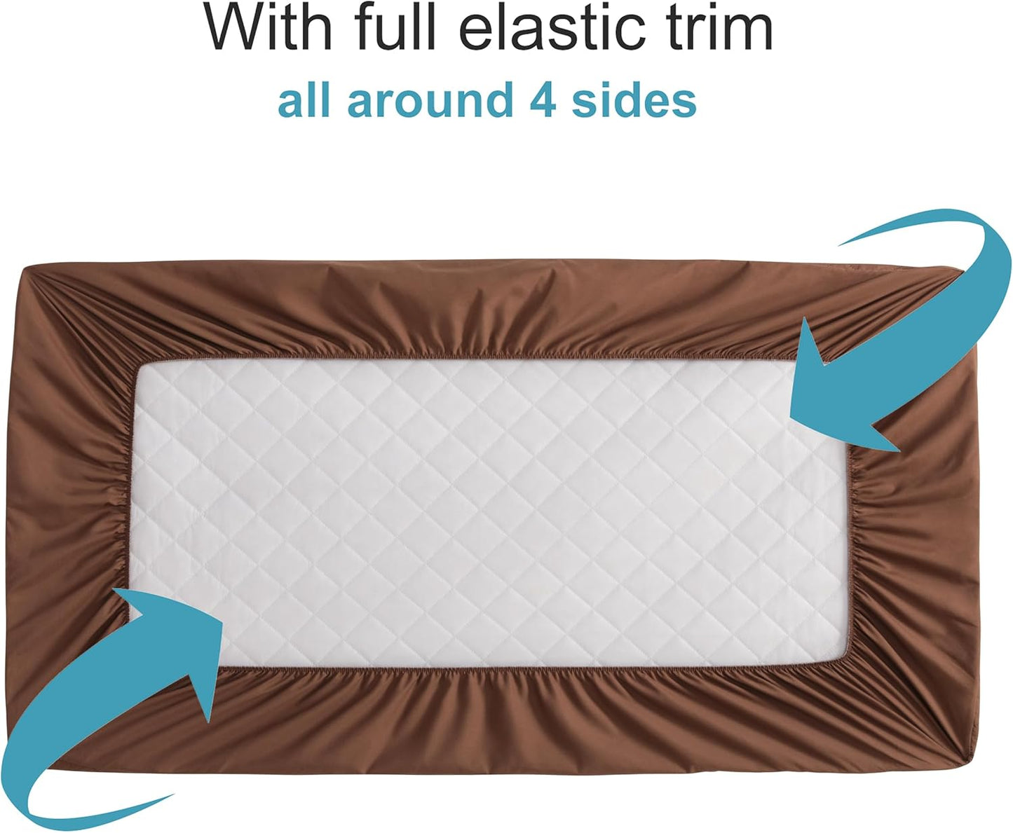 NTBAY 2 Pack Waterproof Crib Mattress Protector, Quilted 28"x52" Toddler Fitted Sheet - Machine Washable - Soft and Breathable Mattress Pad Cover for Crib, Nursery, Daycare, Cot, Brown