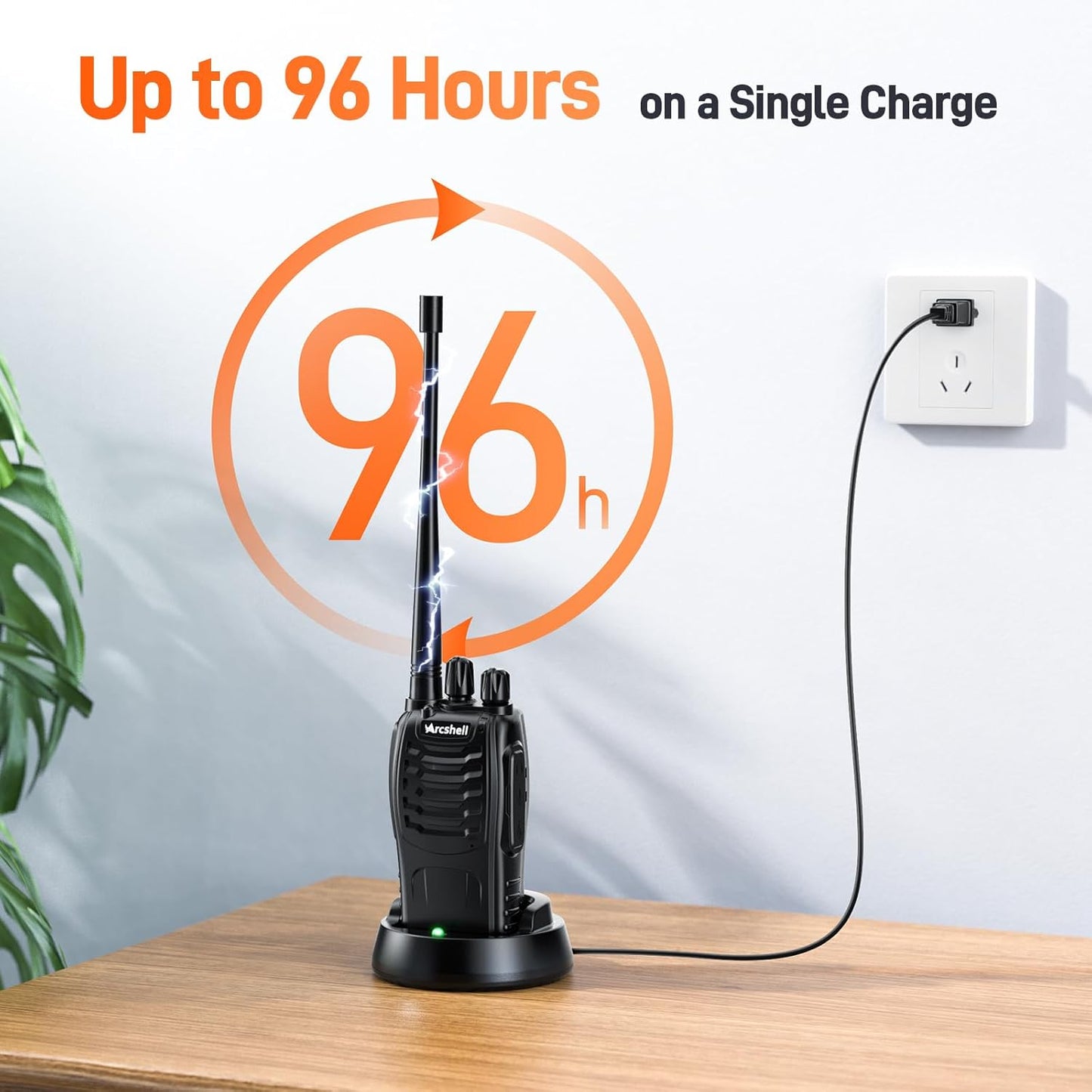 Rechargeable Long Range Two-Way Radios with Earpiece 2 Pack Arcshell AR-5 Walkie Talkies Li-ion Battery and Charger Included