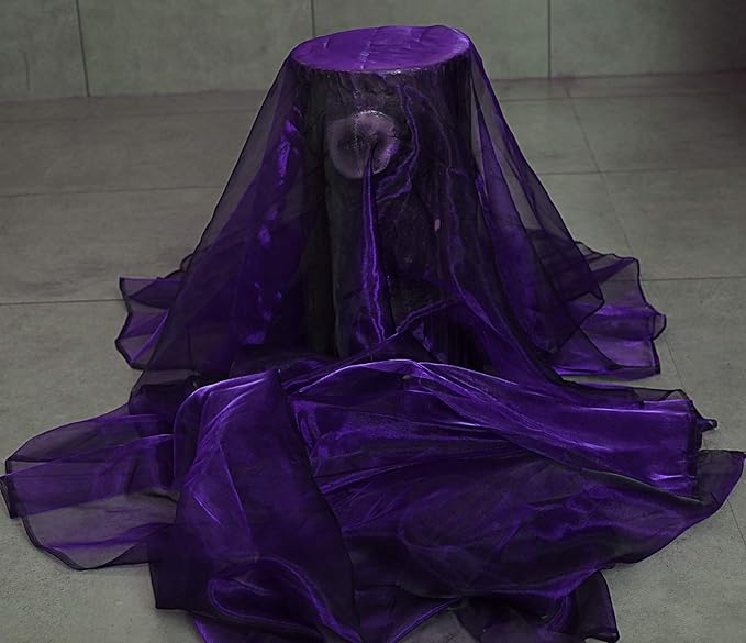 VDS Purple Organza Fabric, 5 Yards Continuous, 45” Wide, Wedding Party Decoration Iridescent Crystal Sheer Shiny Organza Tulle Bridal Dress DIY Crafts Costume Sewing Backdrop Arch Cloth