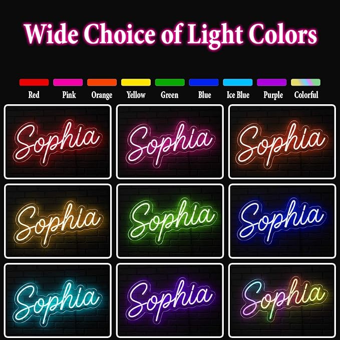 Custom Neon Signs for Wall Decor, Customized Name Light Sign for Wall, Led Signs Birthday Gifts for Loved One Kids Boys Girls, Neon Light Up Sign