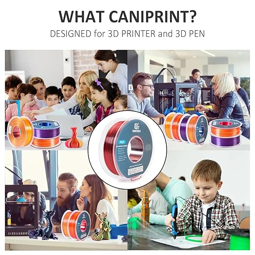 Geeetech Silk PLA Filament 1.75mm Silk Dual Color Filament, Coextrusion Dichromatic Metal-Like Shiny Consumable 1kg (2.2lbs) 1 Spool, Dimensional Accuracy +/- 0.02 mm, Black Red