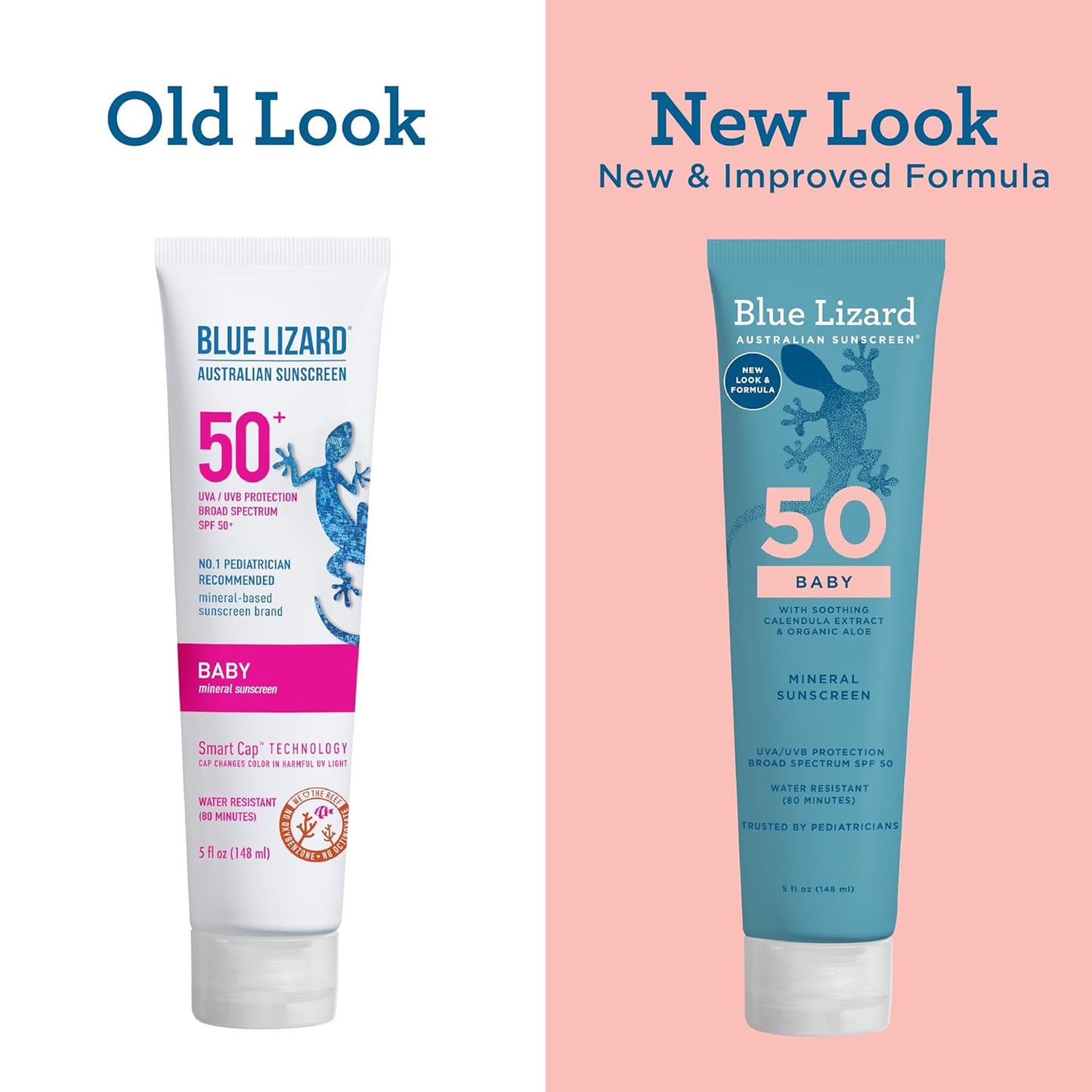 Blue Lizard BABY Mineral Sunscreen with Zinc Oxide, SPF 50+, Water Resistant, UVA/UVB Protection with Smart Cap Technology - Fragrance Free, 5 oz. Tube