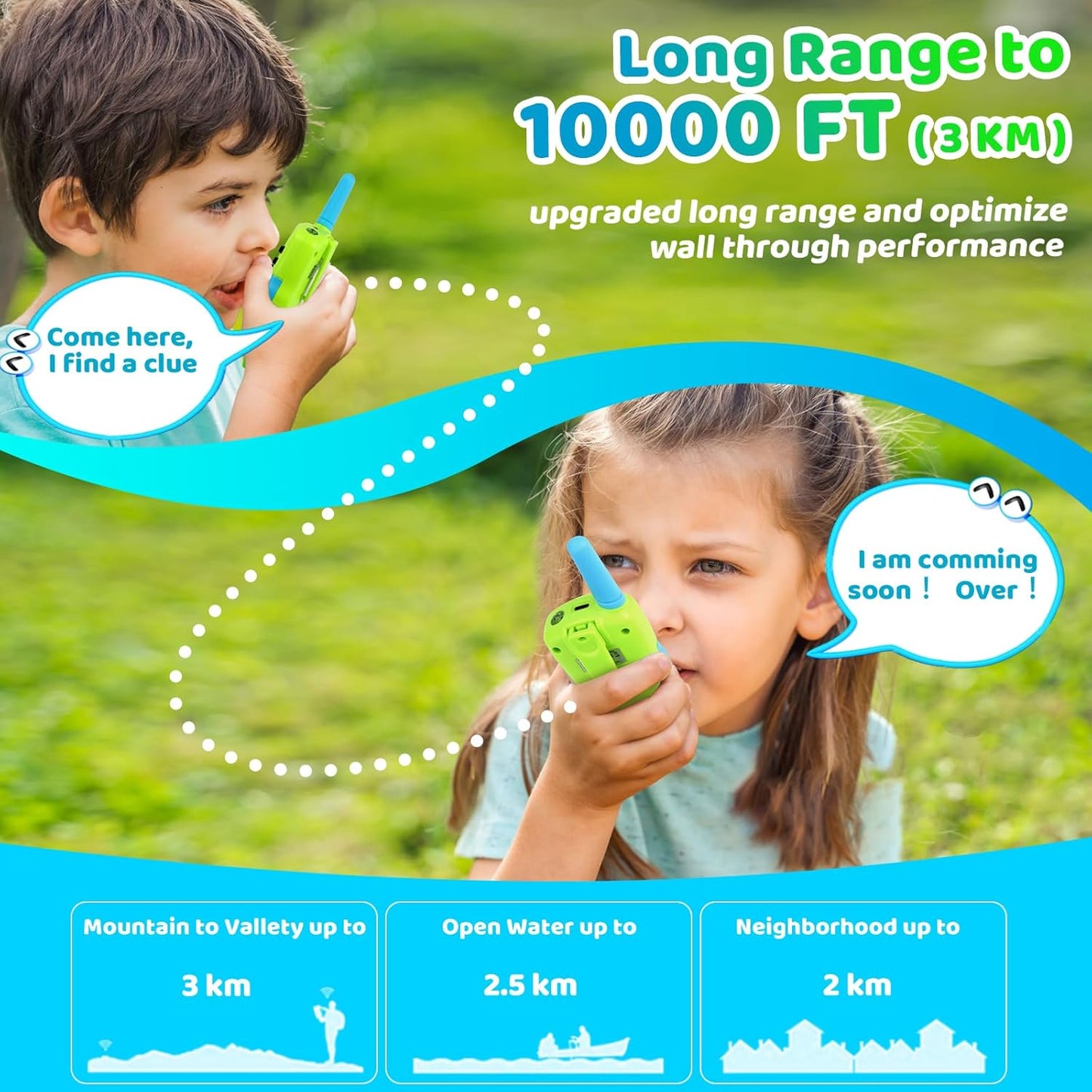 Vvinca Toys for Ages 5-7 Boys Girls, Rechargeable Walkie Talkies for Kids Long Range 22 CH 2 Way Kids Walkie Talkie with Flashlight for Camping Hiking Indoor Outdoor 3 4 5 6-12 Birthday