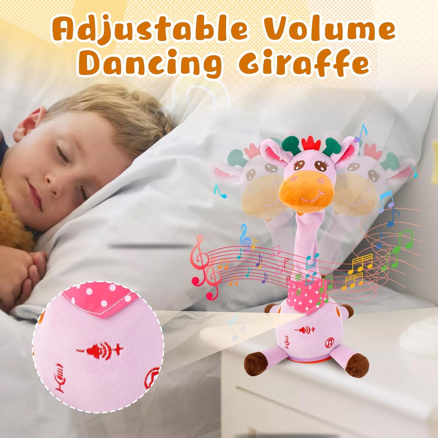 Dancing Giraffe Musical Toys Recording and Repeating Plush Baby Toys 6 to 12 Months Toys, Singing Talking Giraffe Baby Developmental Toy,Valentines Day Decor/Gift for Friend