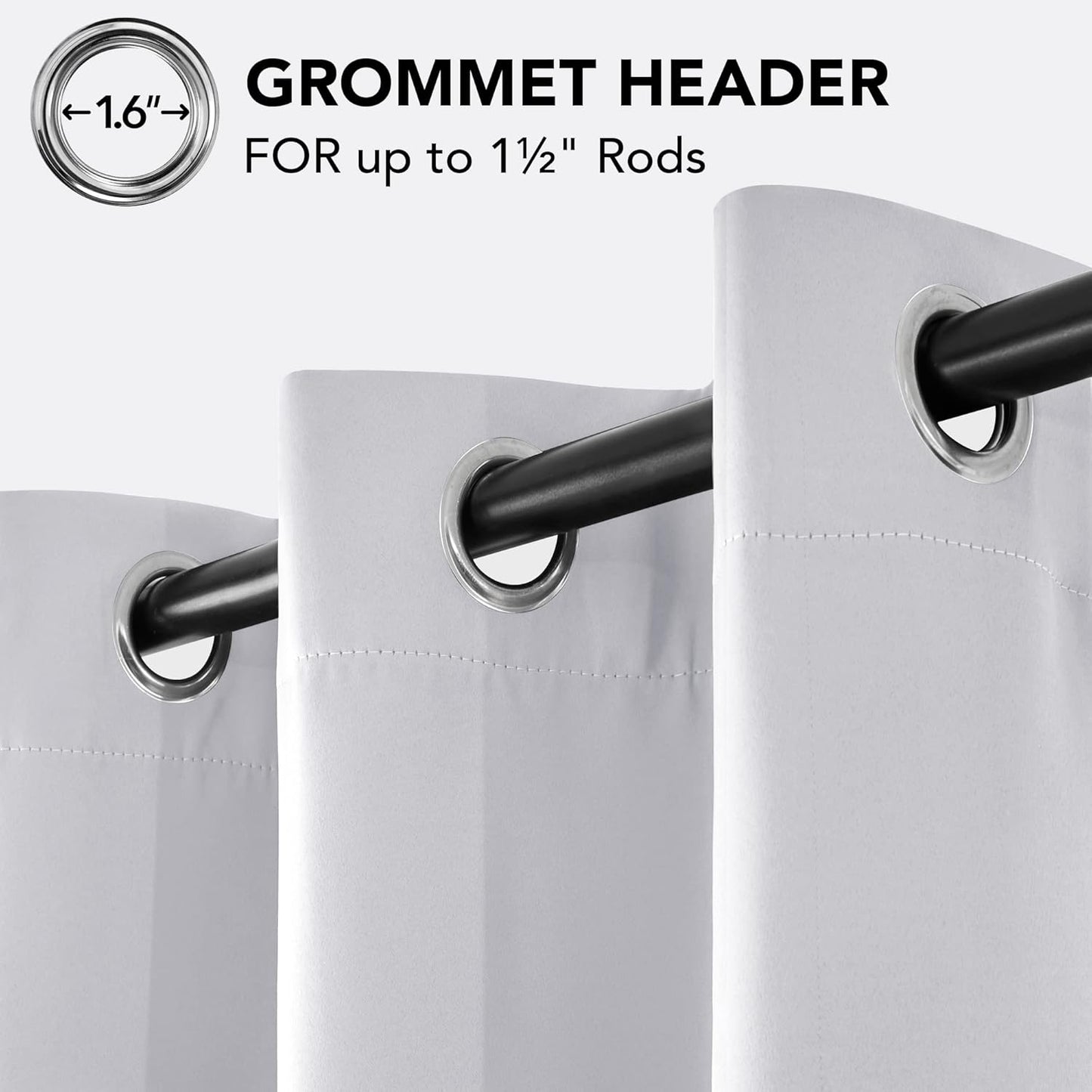 Deconovo Blackout Curtains, Room Darkening Thermal Insulated Window Drapes, Noise Reducing, Grommet Top, 2 Panels 42W x 120L Inch Machine Washable for Bedroom Living Room Nursery Star White