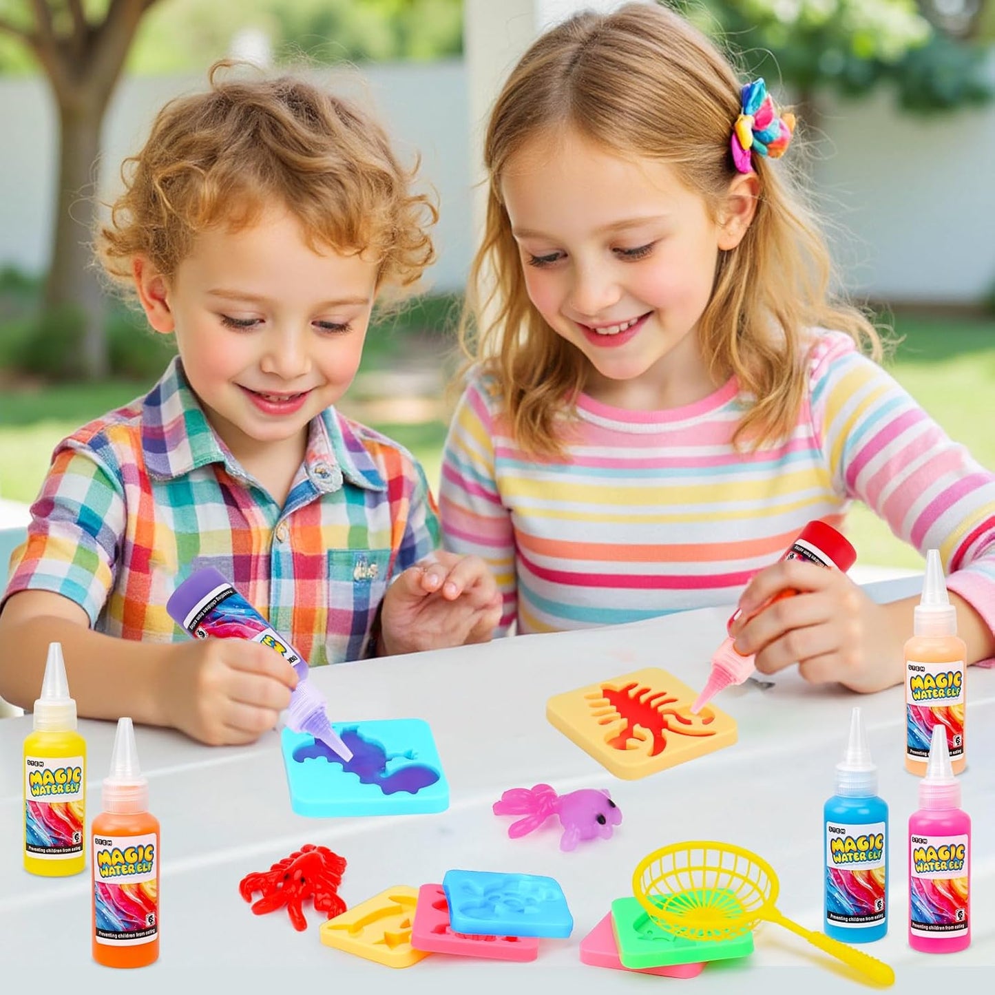 Magic Water Elf Toy Kit, Aqua Fairy Water Gel Kit for Kids with 20 Magic Gel &16 Shape Molds-DIY Elf Kits Make Your Own Water Pets Arts and Crafts for Kids 4-6 7 8 9 10 Year Old Boy Girl Gifts