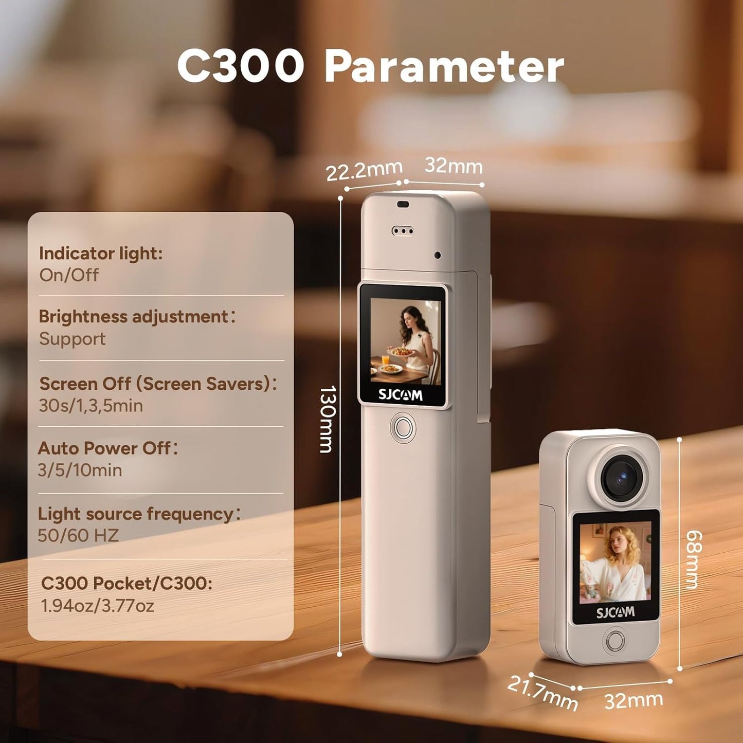 SJCAM C300 4K Vlogging Cam,7H Long Power,Super 6-Axis Stabilization Pocket Vlog Camera,Handheld Dual-Touch Screen Action Camera,30M Waterproof,Portable mini Tiny for Student,Ladies,Kids Action Cam