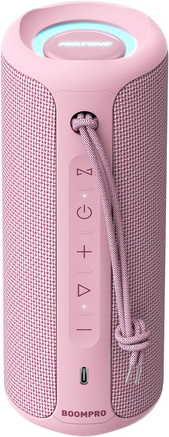 MIATONE Portable Bluetooth Speaker 36W Stereo Sound Bass Boost, 24H Playtime Bluetooth 5.3 TWS Pairing (Pink)