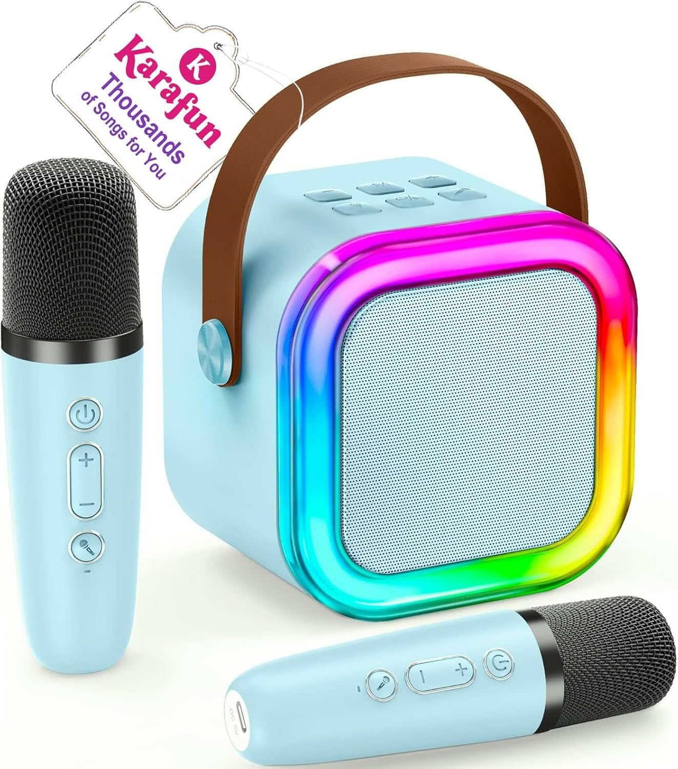 IROO Mini Karaoke Machine for Kids, 2025 TOP Toys Birthday Gifts Ideas for Girls Ages 4, 5, 6, 7, 8, 9, 10, 12+ Years Old, Portable MP3 Player with 2 Wireless Mics for Party