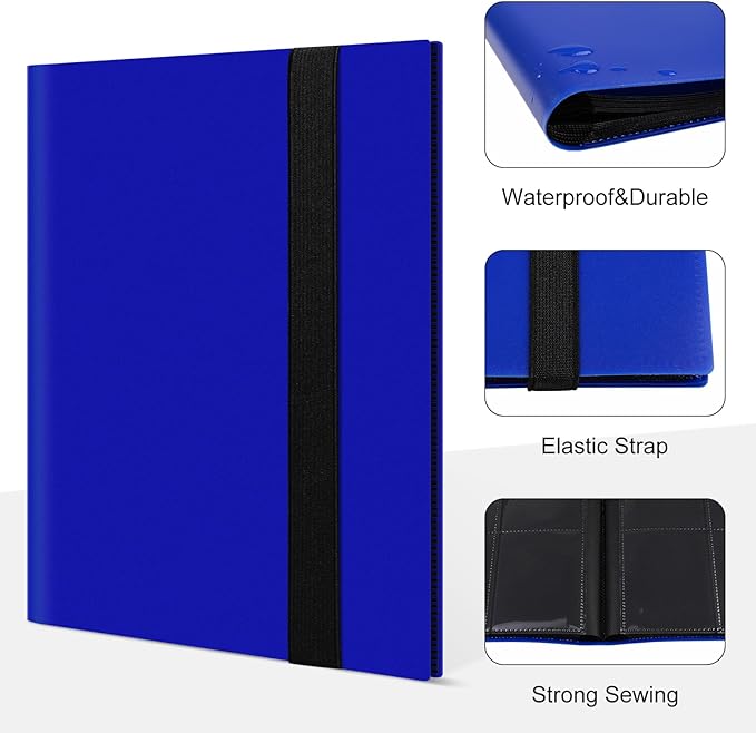 4 Pocket Card Binder for Trading Card, 160 PockeCard Folder Ablum for Cards Collection for Sports Cards, Baseball Cards, Game Cards, Mini TCG Binder Fit for MTG, Gift for Card Collector (Navy blue)