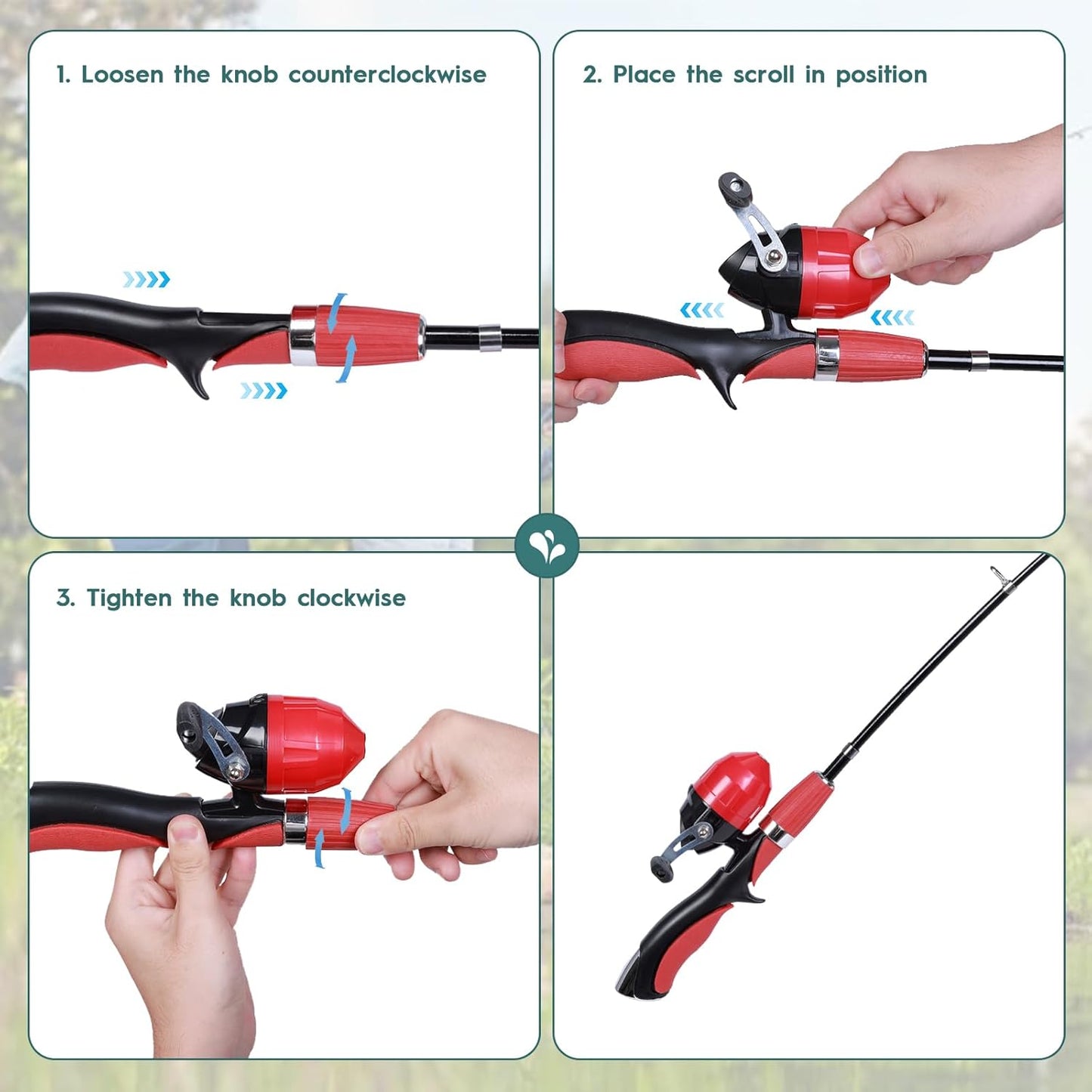 Urban Deco Kids Fishing Pole Kit 2 Pack, Portable Telescopic Kids Fishing Rod with Tackle Box, 2 Fishing Net and 2 Bucket for Beginners, Boys,Girls,Youth