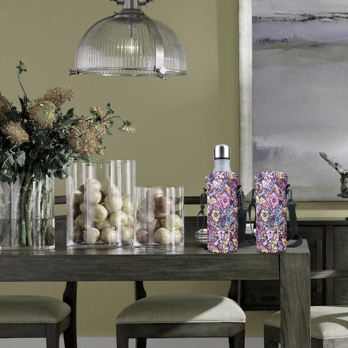 Neoprene Water Bottle Carrier Bag with Adjustable Shoulder Strap for Men Women Walking Hiking,Portable Insulated Holder Case for Stainless Steel/Glass/Plastic Bottles