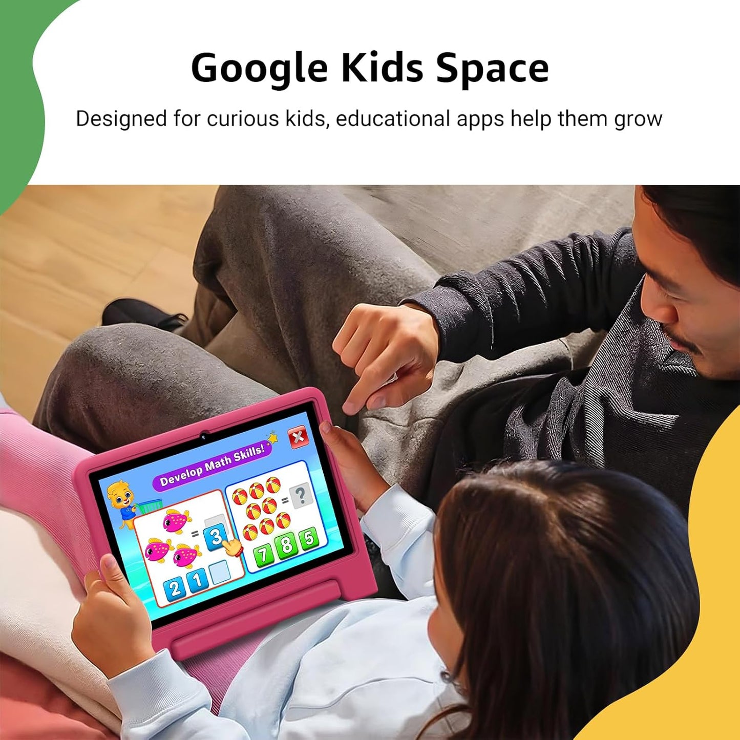 ApoloSign Kids Tablet 2025, 10.1 inch Tablet for Kids, Octa-core, 6 GB RAM, 64GB ROM Tablets for Toddlers with Parental Control, 8-hr Battery, Wi-Fi6, BT5.0, Droop-Proof Case (Pale Pink)