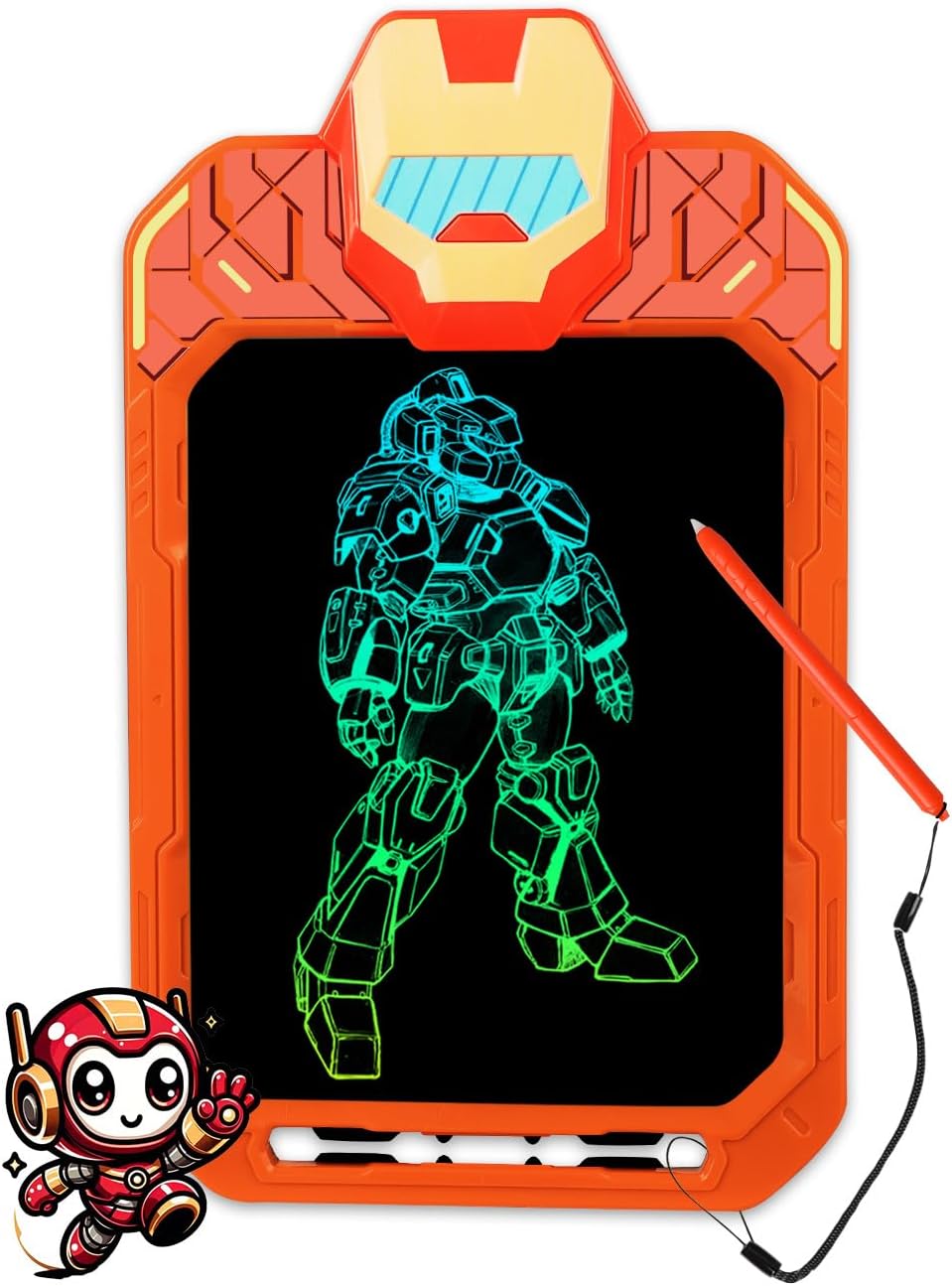 LCD Writing Tablet for Kids 10 Inch Mech Iron Hero for Toddler 2 3 4 5 6 - Paint, Doodle Board, Drawing Pad - Travel Toys, Road Trip Car Activities, Birthday Christmas Gift Boys & Man