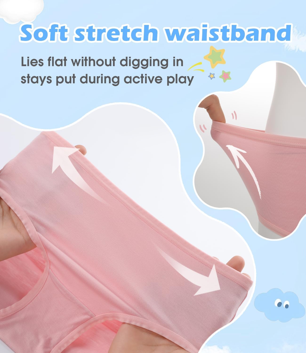 BAMBOO COOL Girls Underwear Kids Soft Skin-friendly Panties Breathable Lightweight Briefs For Teens 6-14 Years 6 Pack