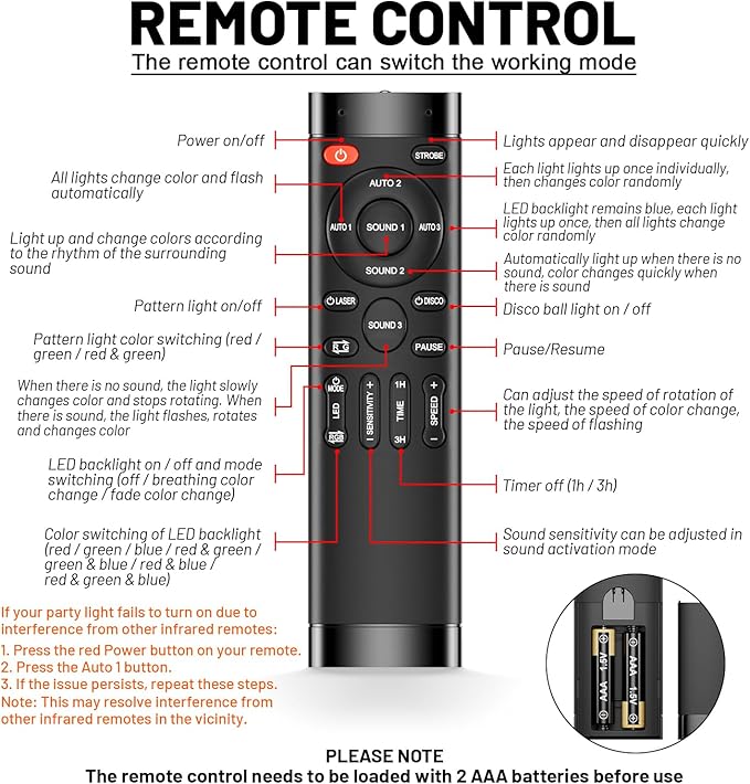 Party Lights Dj Disco Ball Light, LED Stage Strobe Lights Sound Activated with Remote Control for Xmas Club Bar Parties Holiday Christmas Birthday Wedding Home Decoration