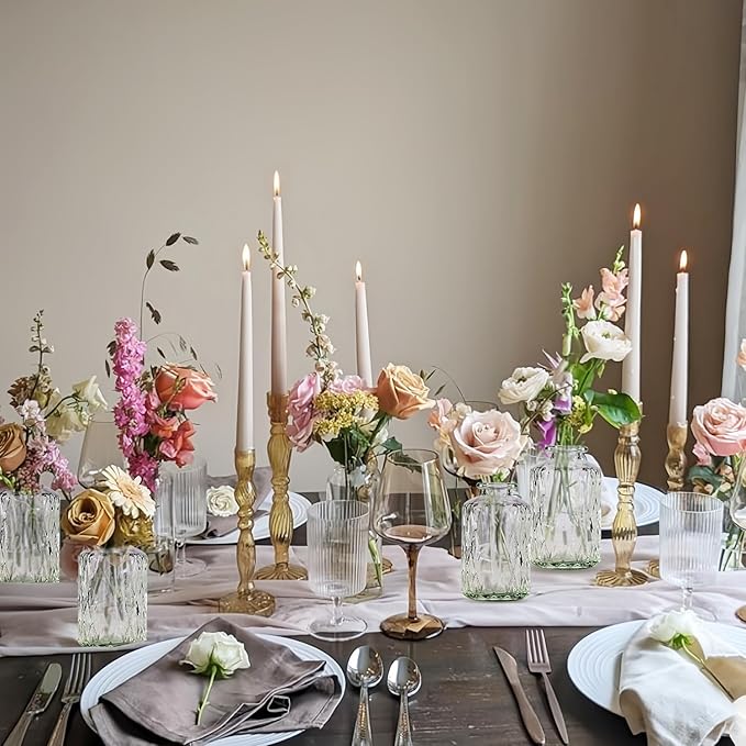 20 Pcs Prismatic Flower Bud Vases, Loose Transparent Flower Bud Vases, Small Vases, Decorative Vases, Family Wedding Table Decorations