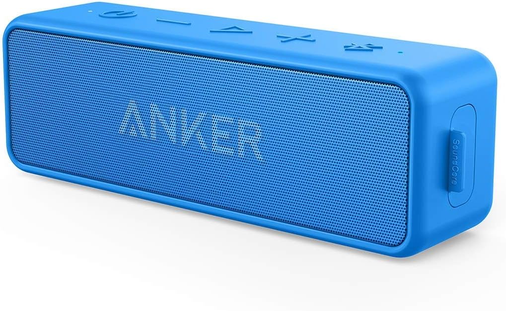 Anker Soundcore 2 12W Portable, Wireless Bluetooth Speaker with Better Bass, 24-Hour Playtime, 66ft Bluetooth Range, IPX7 Water Resistance, Built-in Mic, Ideal for Shower, Travel, Party, Beach - Blue