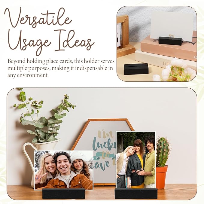 Giantree 24 Pcs Black Wood Place Card Holders, Table Number Holder Stands Name Card Holder Photo Display for Wedding Party Events Exhibition Decoration Office Restaurant Business 2.76x1.38x 0.59 inche