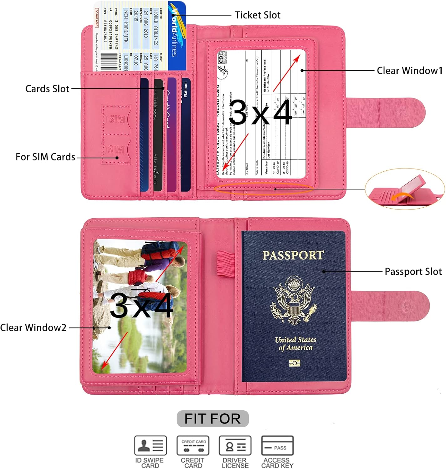 Melsbrinna Rfid Passport Holder for Travel women/Men, Cute Passport Wallet Rfid Blocking Card Slots, Rfid Passport Cover/CaseTravel Wallet, Passport Book Holder (1, Pink1)