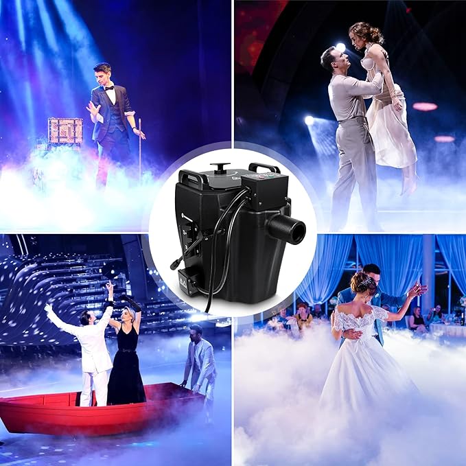 3500W Dry Ice Machine, Portable Low Lying Fog Machine with Tube Nozzle, Dry Ice Fog Machine for Stage Wedding Party Bar KTV Events, Black