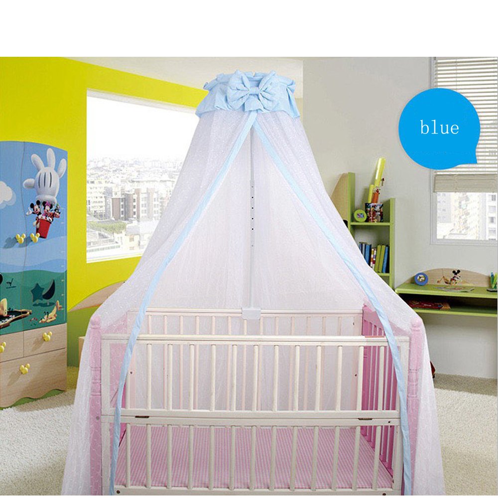 CdyBox Breathable Crib Netting Bed Curtains Canopy for Kids Mosquito Net Bedroom Decor (Blue, Mosquito net)