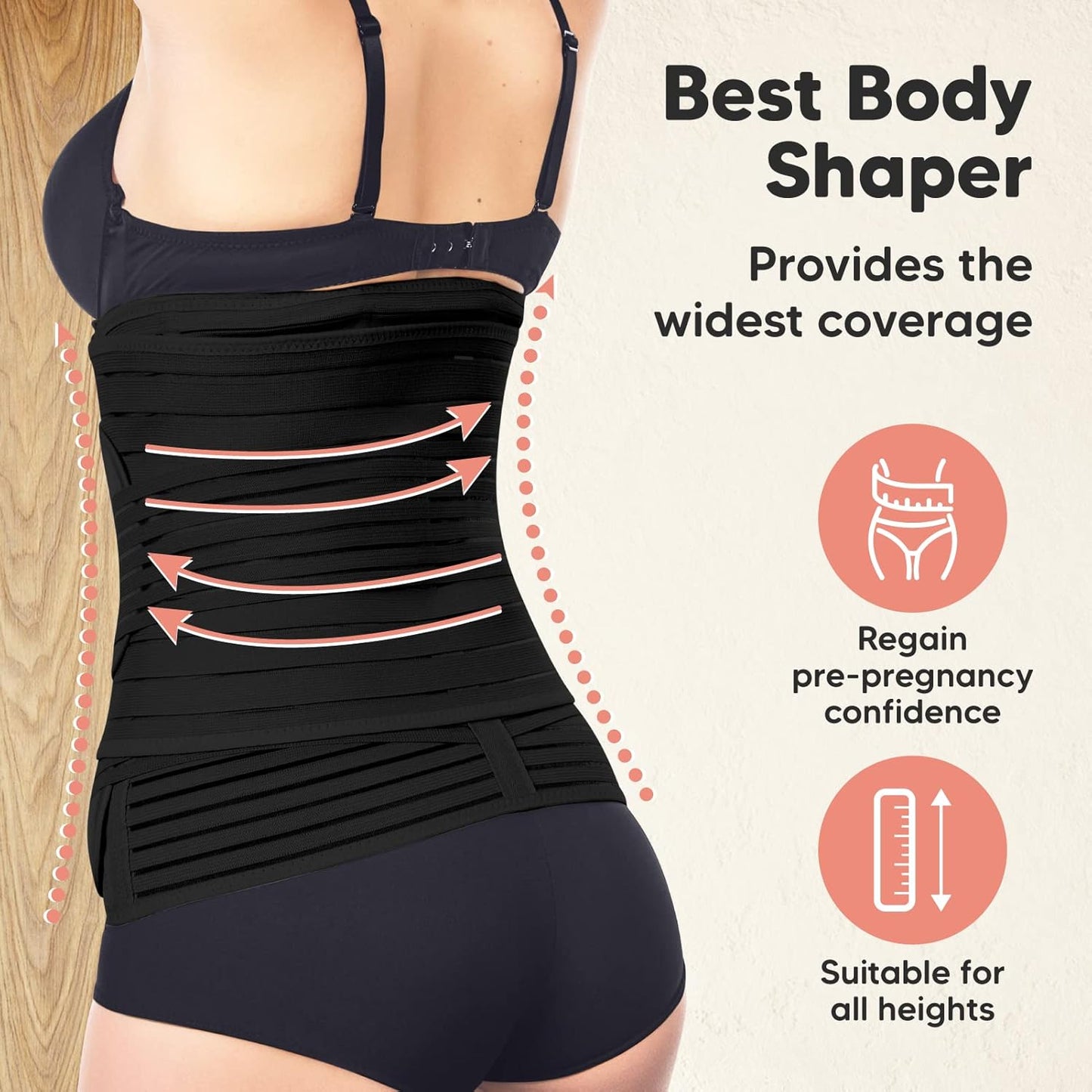 3 in 1 Postpartum Belly Support Recovery Wrap – Postpartum Belly Band, After Birth Brace, Slimming Girdles, Body Shaper Waist Shapewear, Post Surgery Pregnancy Belly Support Band(Midnight Black, 2XL)