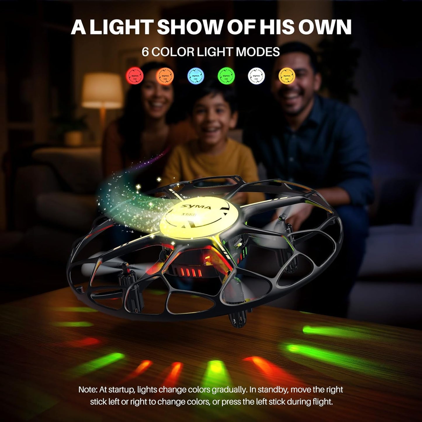 SYMA Drone for Kids with 7-Color LED Light, X660 Mini Drone with 3D Flip, Rotary Ascent, Headless Mode, Speed Switch and Full Protection RC Toys Gifts for Beginners Adults