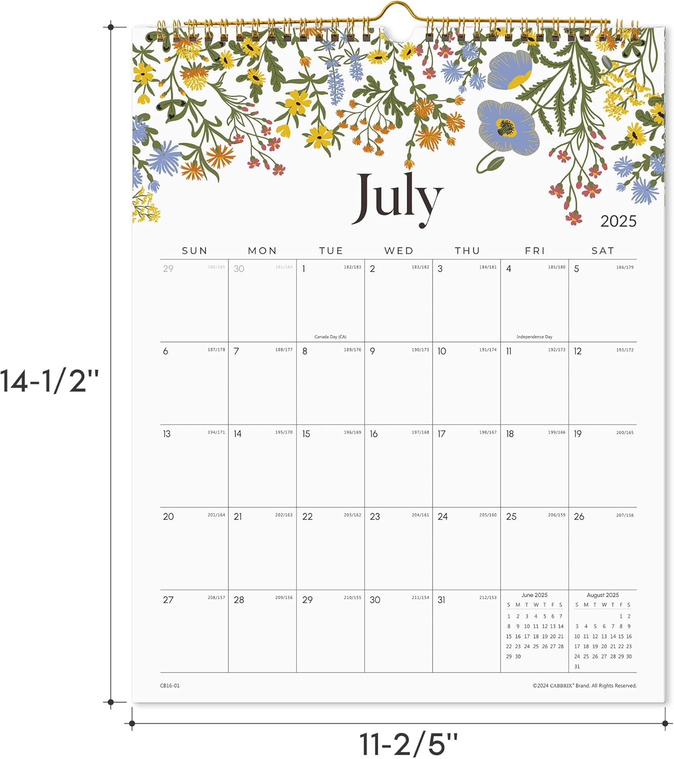 2025 Wall Calendar, Calendar 2025, Floral Design Wall Calendar with Thick Paper, 18 Months Runs From July 2025 - December 2026, 12" x 15", Twin-Wire Binding, Perfect for Planning (Flower)