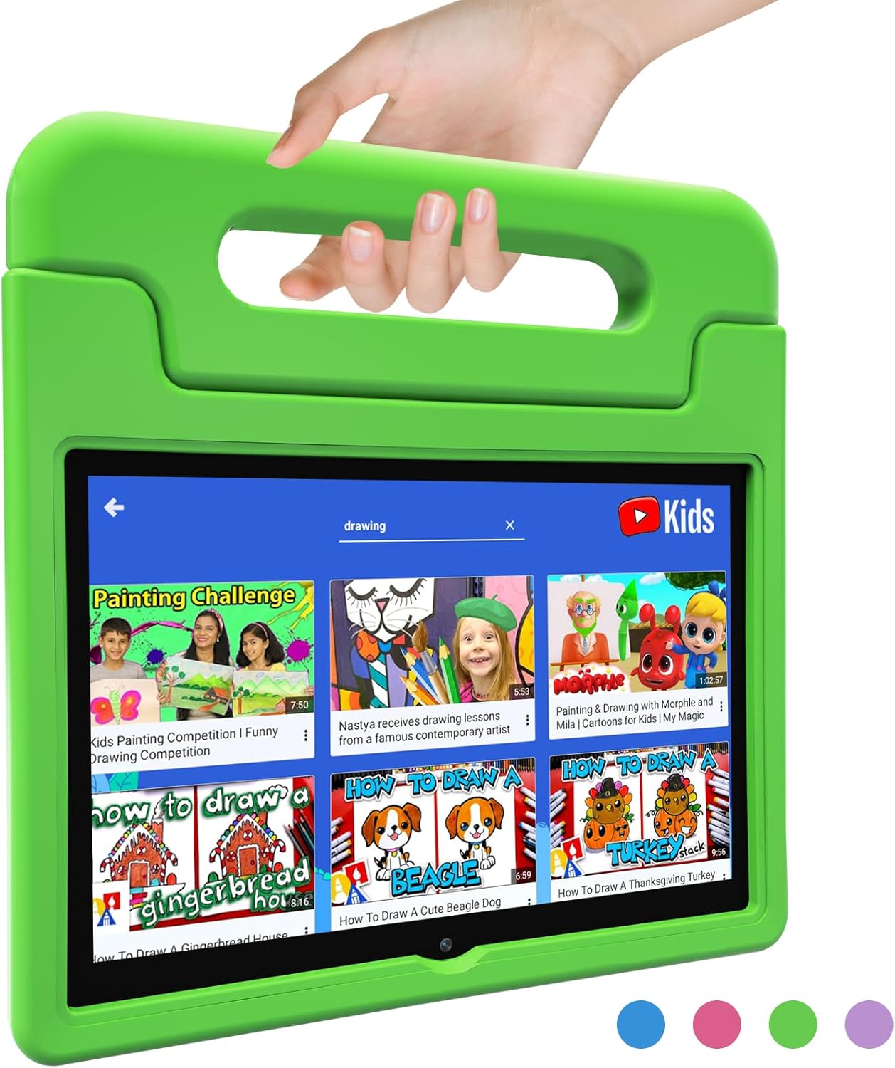 Kids Tablet, 10.1 Inch Tablet for Kids Android 14, 64GB Octa-Core, WiFi, Big Battery, Kids Space, Parental Control 1280 * 800 HD Display Children Tablets Green