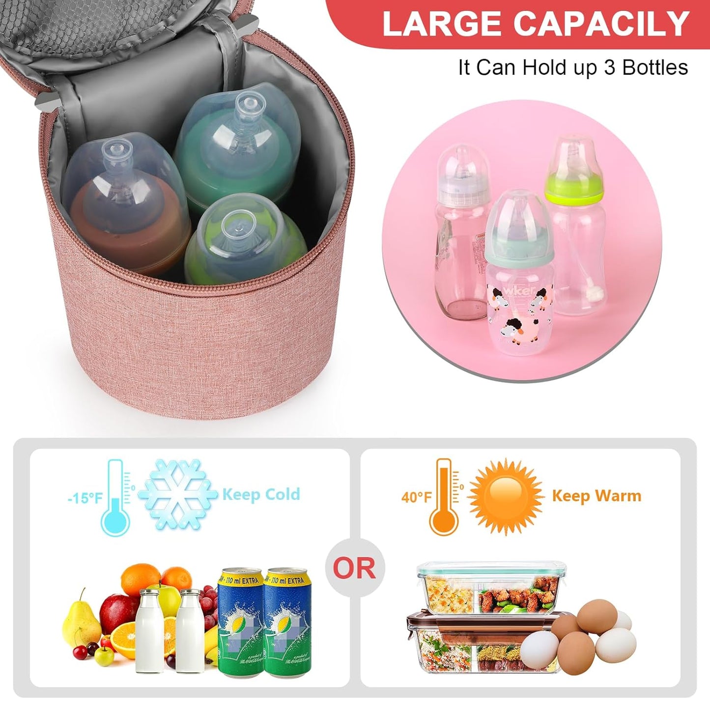 Accmor Breastmilk Cooler Bag, Insulated Baby Bottle Cooler Tote Bags for Nursing Mom Daycare