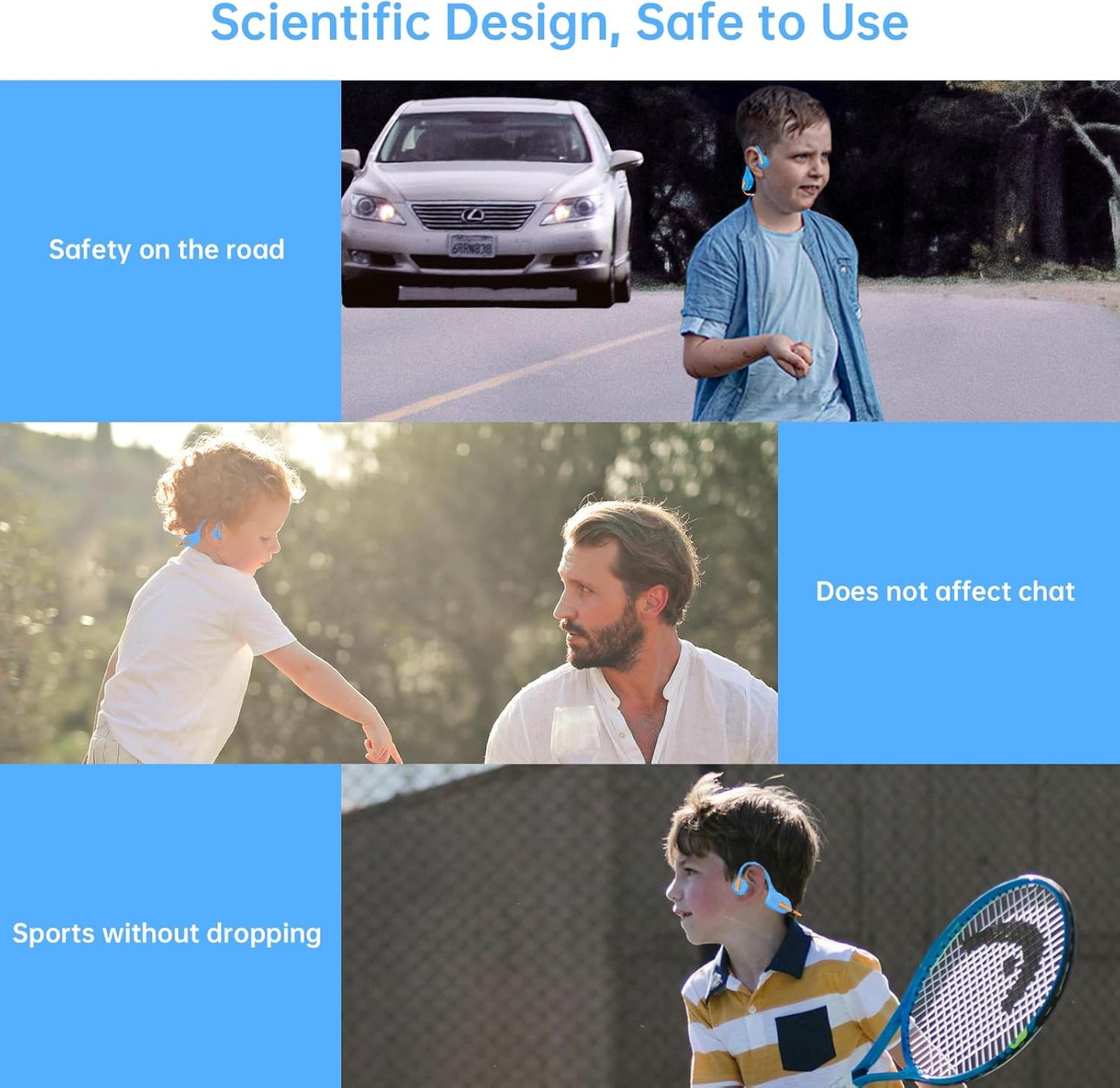 LOBKIN Kids Headphones Open Ear,Bluetooth 5.3 Air Conduction Wireless Lightweight Kids Earbuds IPX5 Waterproof with Microphone for School,Home and Outdoor Activities Gifts for Boys Girls