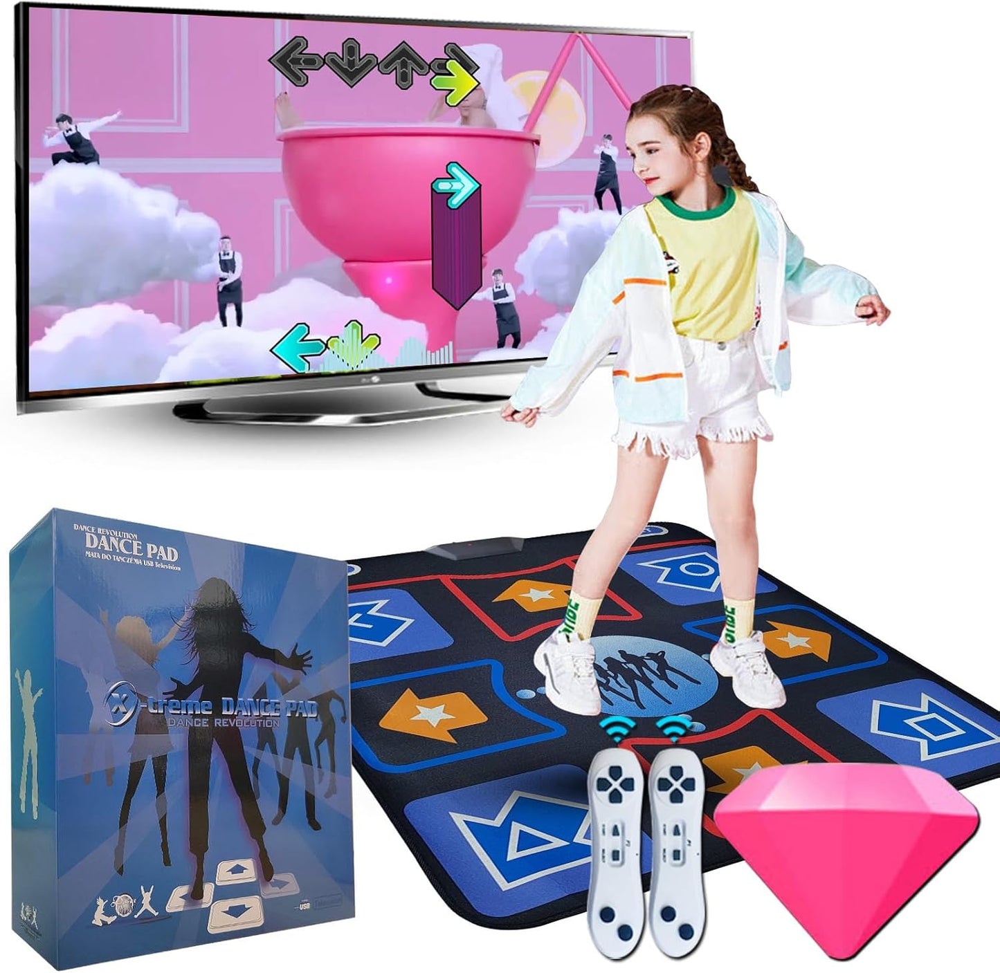 Dance Mat for Kids and Adults, Electronic Dance Pad for TV, Soft Dancing mat for Exercise & Games,Plug & Play,Birthday Gifts Ideas,Gifts for Girls & Boys Ages 3+,Single mat