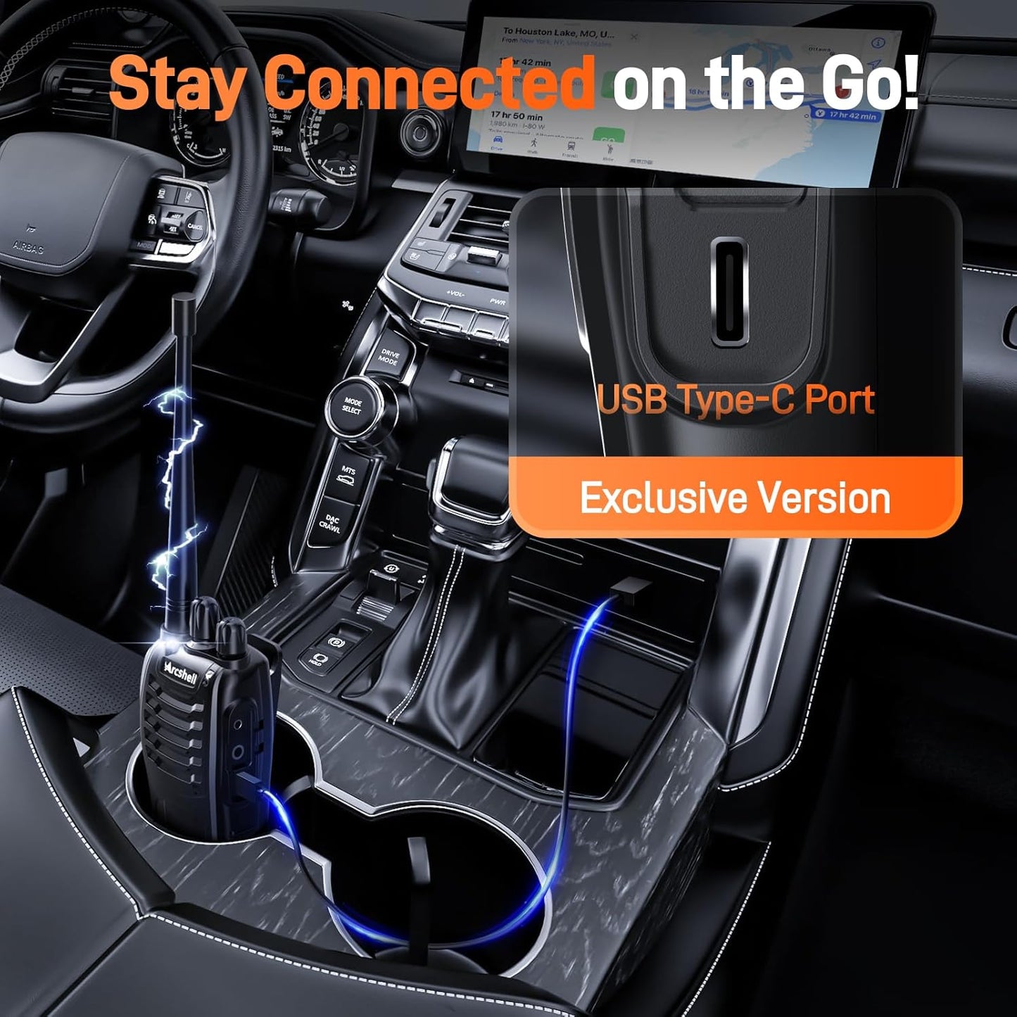 Rechargeable Long Range Two-Way Radios with Earpiece 2 Pack Arcshell AR-5 Walkie Talkies Li-ion Battery and Charger Included