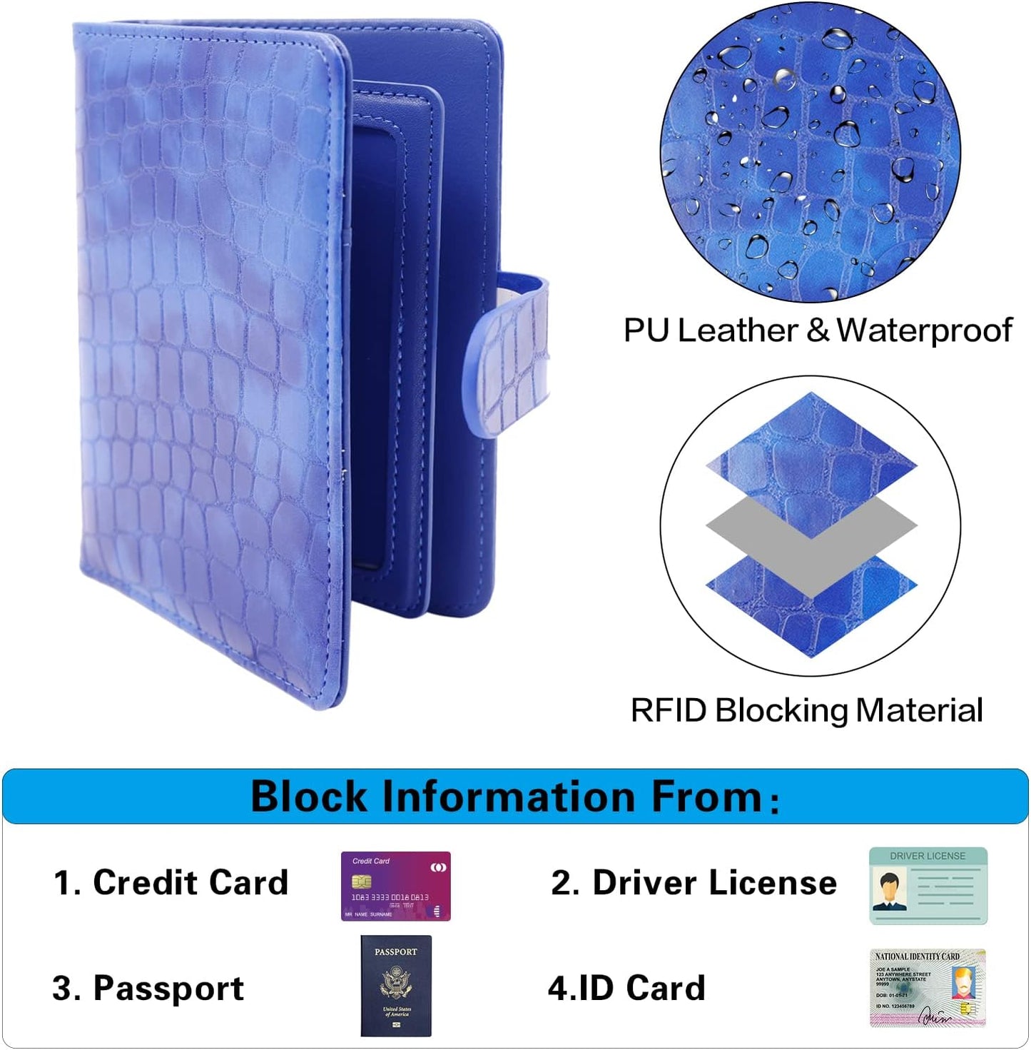 Melsbrinna Rfid Passport Holder for Travel women/Men, Cute Passport Wallet Rfid Blocking Card Slots, Rfid Passport Cover/CaseTravel Wallet, Passport Book Holder (1, Blue3)