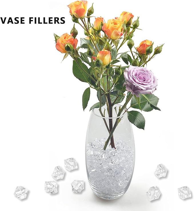 Reusable Fake Ice Cubes 2500 pcs 6 x 9 mm for Rock Crystals Treasure Gems for Table Scatters, Vase Fillers, Wedding Photography Props Vase Fillers