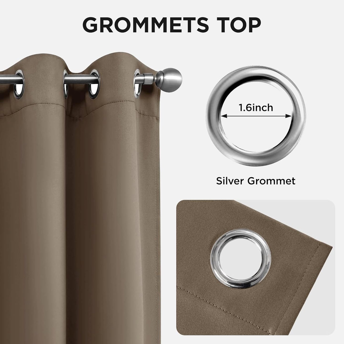 Joydeco Blackout Curtains 63 Inch Length 2 Panels Set, Thermal Insulated Long Drapes 2 Burg, Room Darkening Grommet Drapes for Living Room Bedroom Window