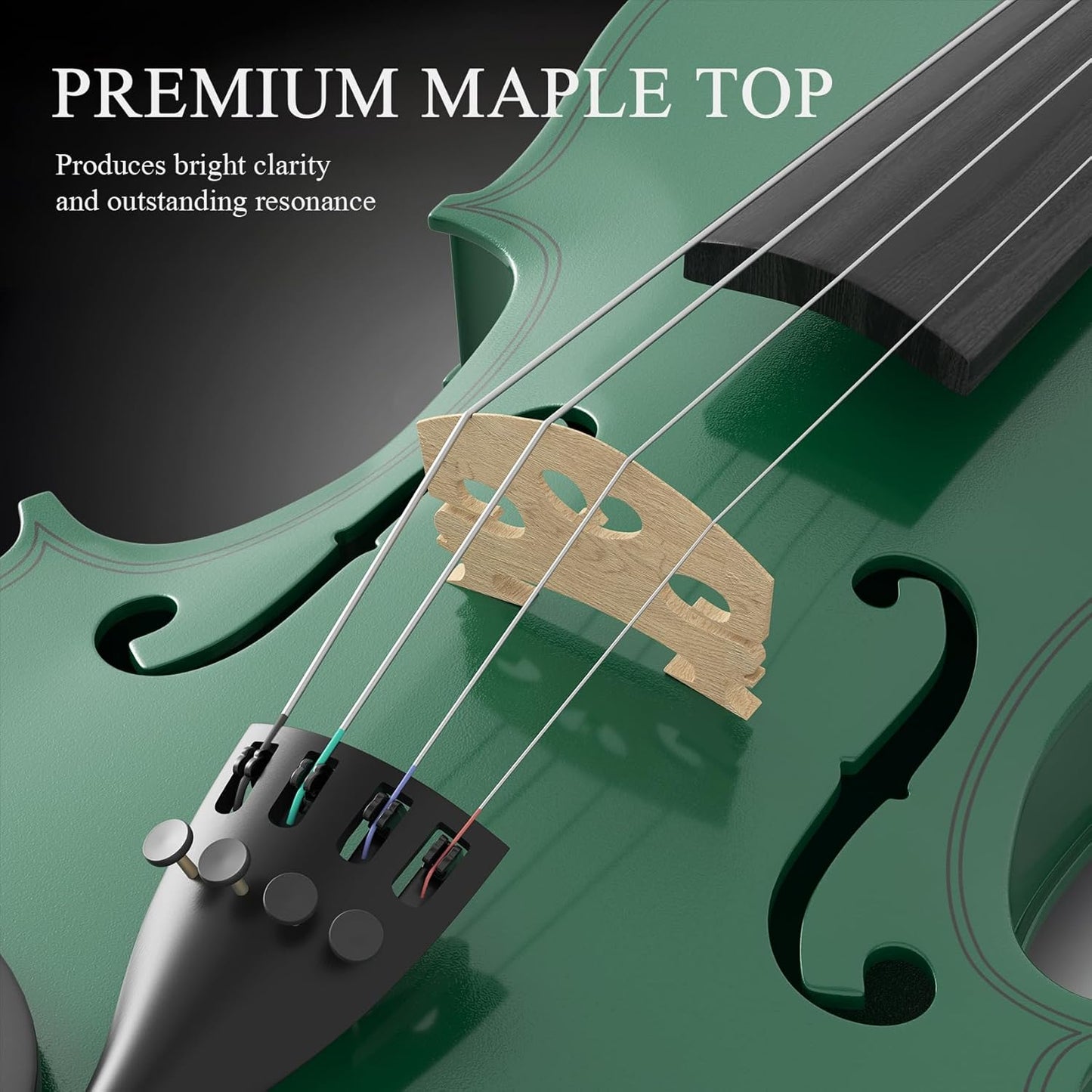 Beginner Violin 4/4, Full Size Violin for Adults, Teens, Student, Acoustic Fiddle Kit with Hard Case, Bow, Rosin, Bridge, Learners Age 12+ (Green)