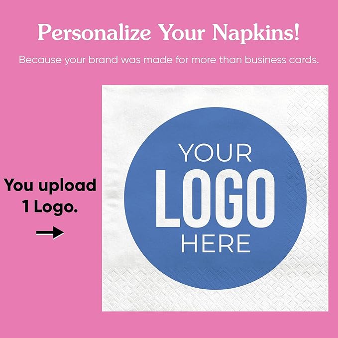 Big Dot of Happiness Custom Logo Party Napkins, Personalized Corporate Branded Business Decor, Your Logo Here White 3-Ply Paper Luncheon Napkins - 50 Count