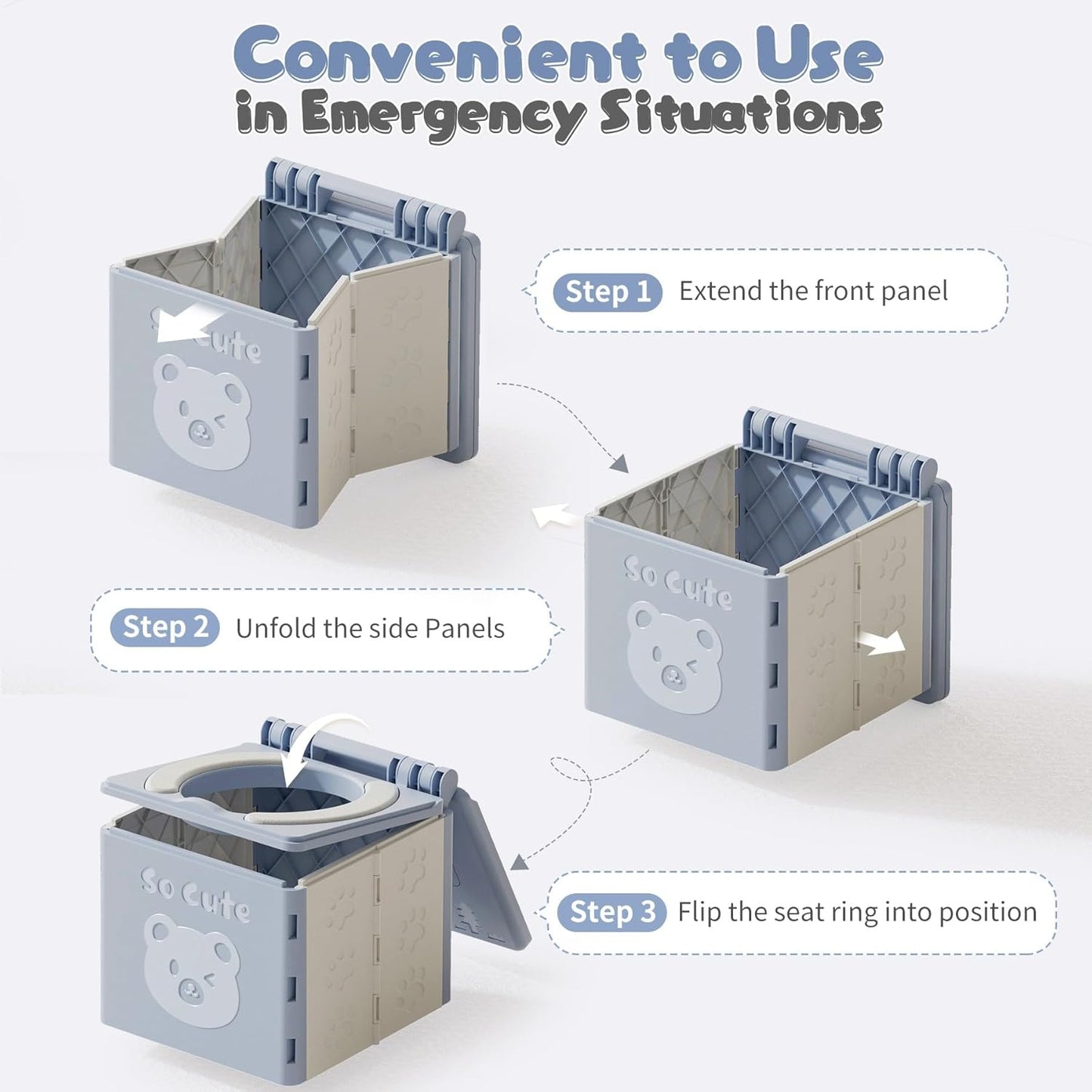 Travel Potty for Toddler with 3 Rolls Potty Liners, 20 Pcs Absorbent Pads, Foldable Car Potty for Toddler, Portable Potty Seat for Toddler Travel, Portable Potty for Tollder Outdoor and Camping Use