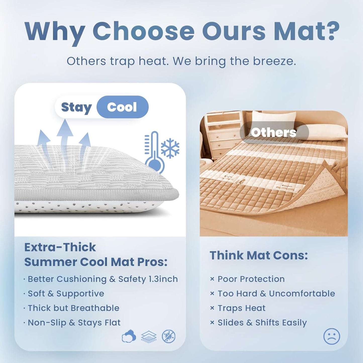 Baby Play Mat for Summer,1.3 Thick Memory Foam Cooling Floor Tummy Time Mat, Soft & Breathable, Non-Slip Rectangular for Toddlers’ Playtime & Rest(Grey,39"x59")