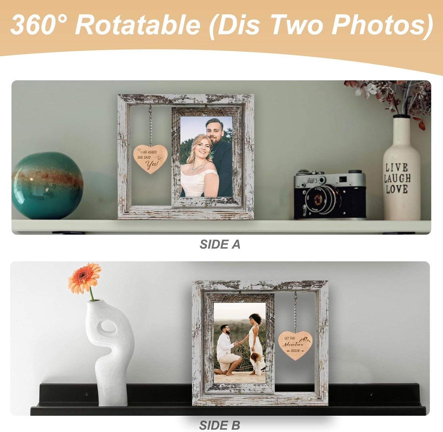 Let the Adventure Begin - He Asked She Said Yes Picture Frame Engagement Gifts for Couples Newly Engaged Gifts Fiance Women Her (Dis Two 6x4)