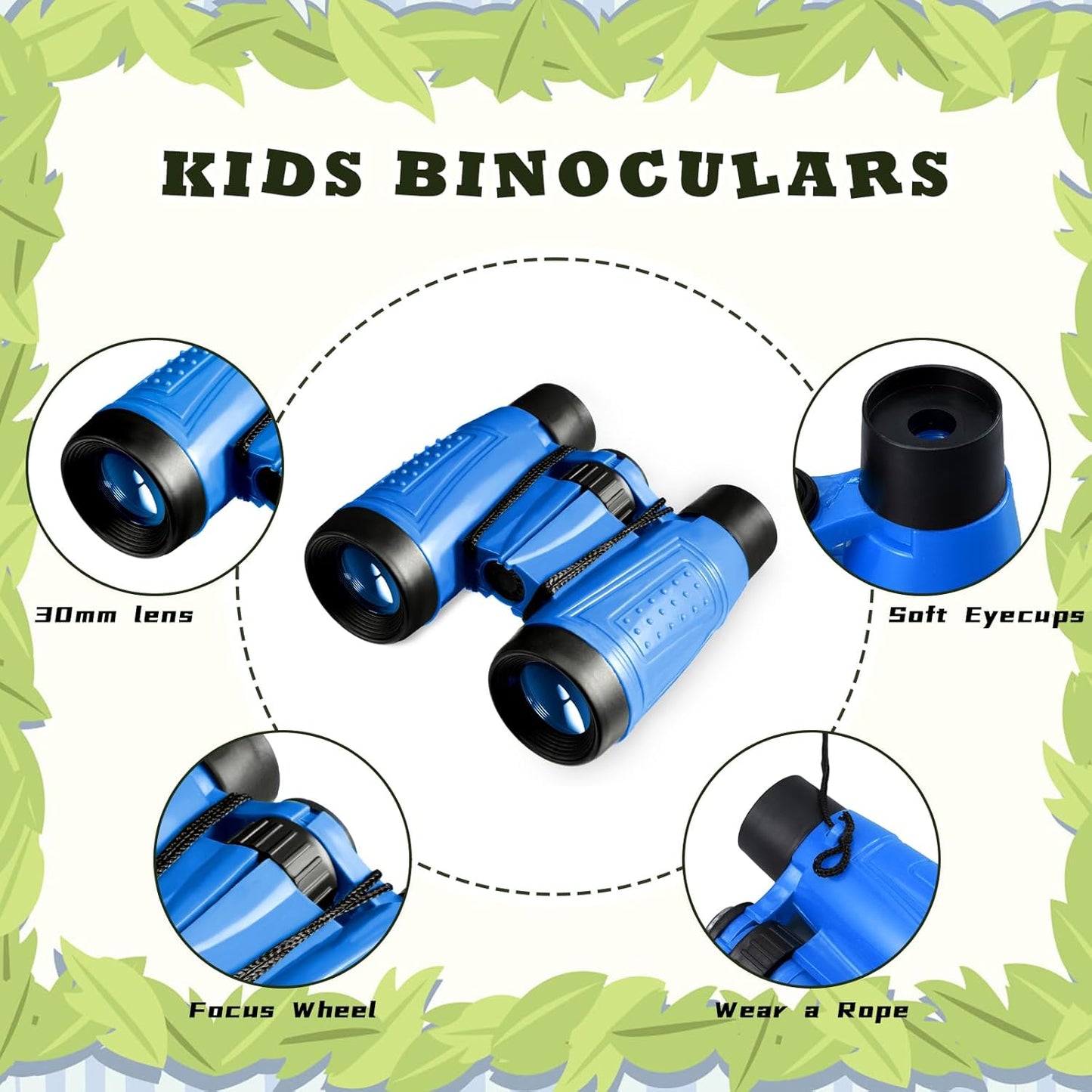 Libima 24 Pcs Binoculars for Kids Educational Compact Kids Binoculars with Neck String Toddler Telescope for Boys Girls Learning Bird Watching Camping Hiking Travel Safaris Birthday Gifts(Blue)