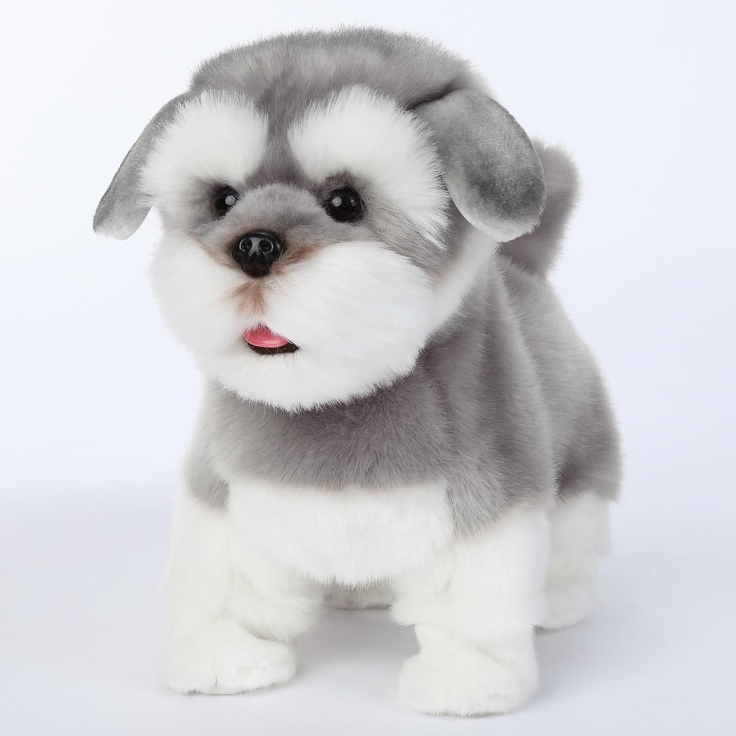 CU-MATE Interactive Plush Schnauzer Dog Toy,Companion Robot Dog Pets,Handmade Weighted Stuffed Animals,Electronic Toy with Walking/Barking/Wagging Tail/Talking