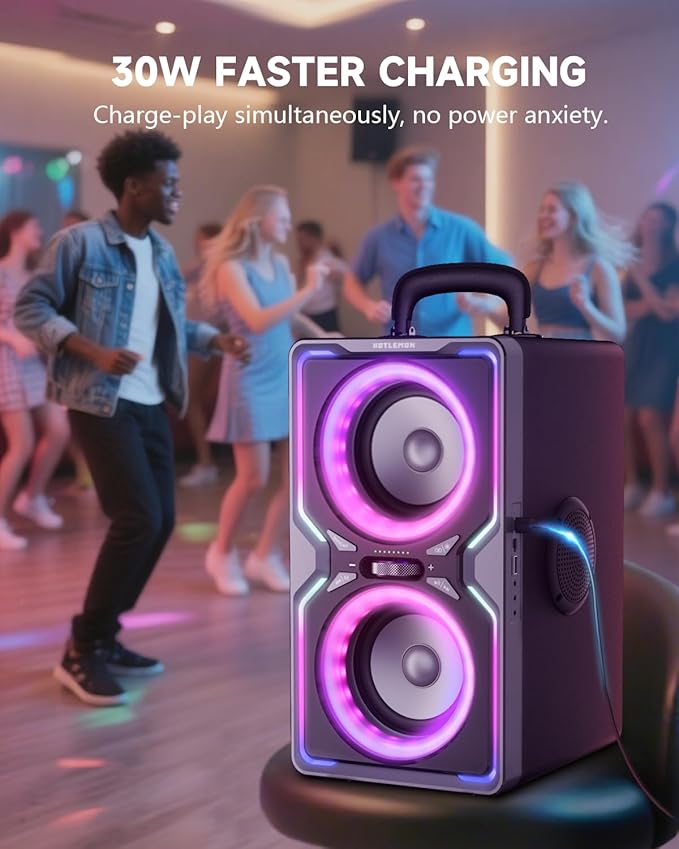 Hotlemon Large Bluetooth Speaker: 240W Peak Powerful Loud Sound with Deep Bass, 15H Playtime, Fast Charge, TWS, Portable Wireless Speakers for Outdoor, Party, Beach, Backyard, Home, Outside (Silver)