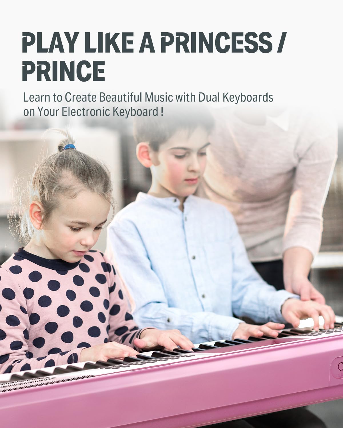 Donner Keyboard Piano 61 Key, Electric Keyboard Kit with 249 Voices, 249 Rhythms - Includes Piano Stand, Stool, Microphone, Gift for Beginners, Pink(DEK-610S)