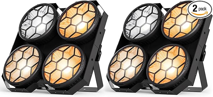 Stage Lights, 4X100W COB Spotlight LED Par Can Retro Lights, 2 in 1 Cool White & Warm White DMX512 Sound Activated Blinder Uplights for Events Parties Wedding Church Concert Studio Show Dance - 2Packs